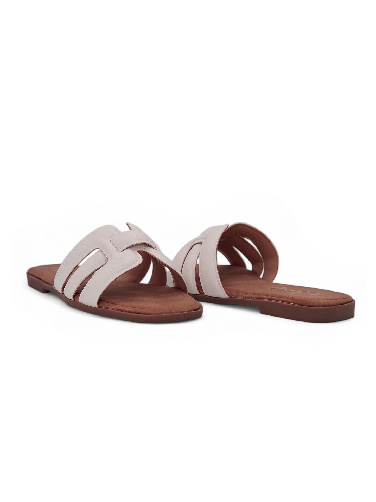 14043 - Sandalias Planas para Mujer en Beige con Tiras Acolchadas