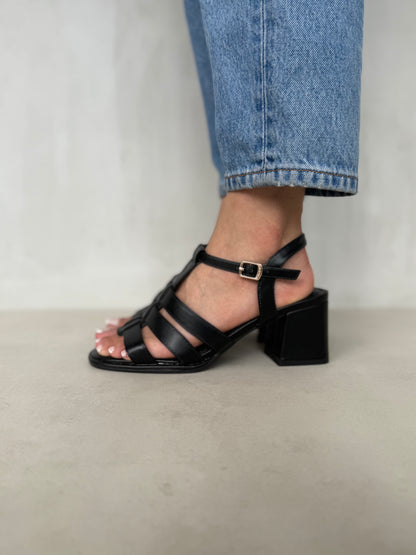 13504 - Sandalias de Tacón Medio para Mujer en Color Negro
