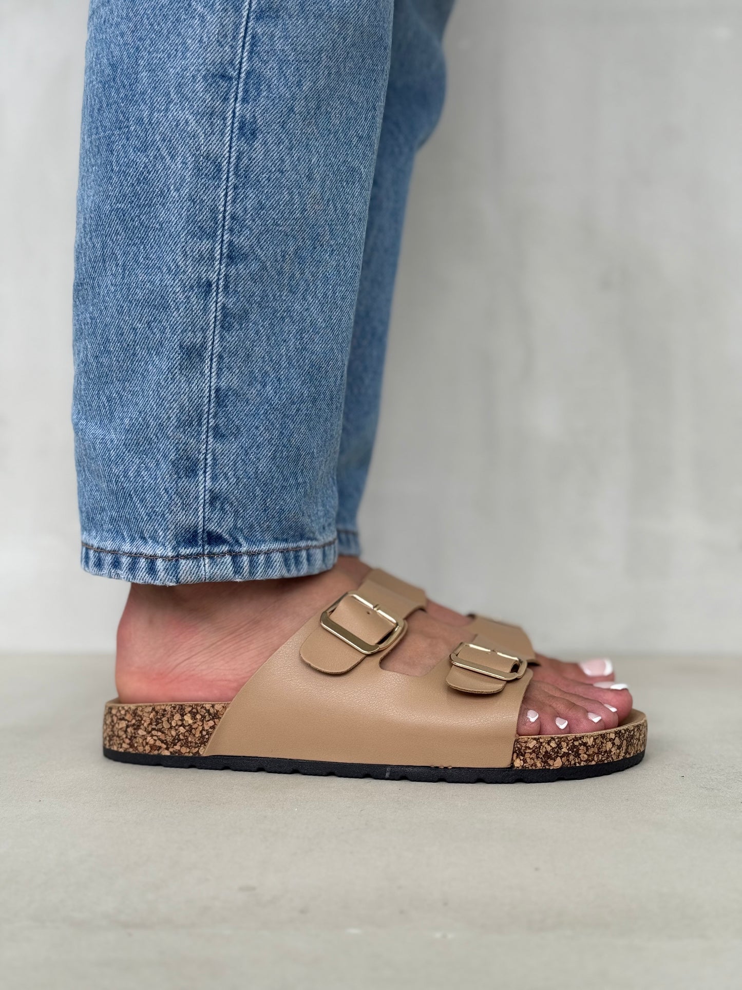 13987-Sandalias Planas de Mujer con Doble Hebilla