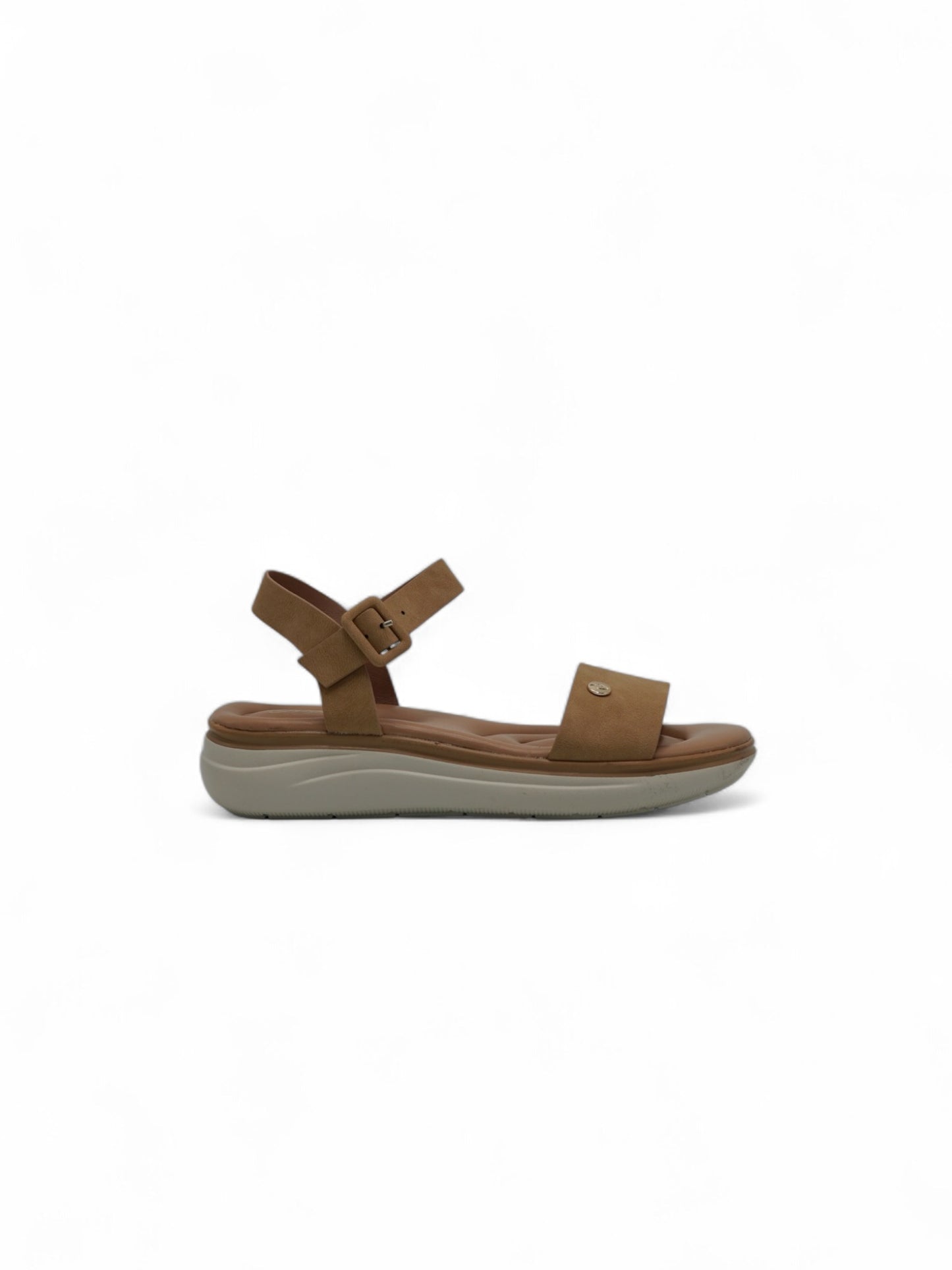 14369 – Sandalias Camel con Plataforma Ligera y Hebilla Ajustable