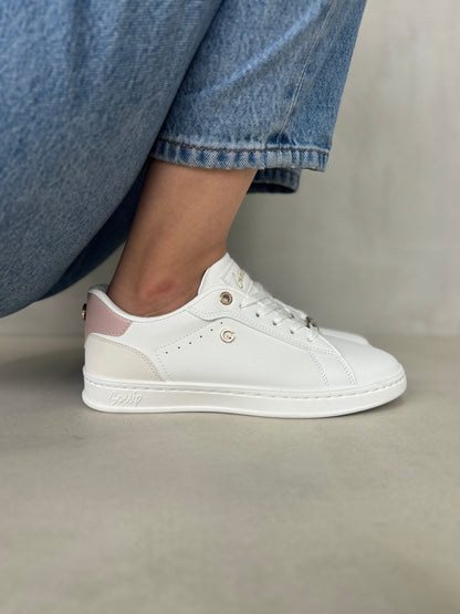 14320 – Zapatillas blancas con detalle rosado para dama