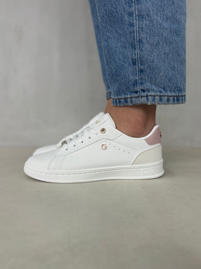 14320 – Zapatillas blancas con detalle rosado para dama