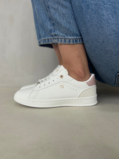 14320 – Zapatillas blancas con detalle rosado para dama