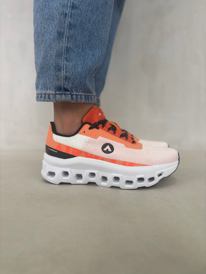 14300 – Tenis Deportivos Blanco con Naranja y Suela Tecnológica
