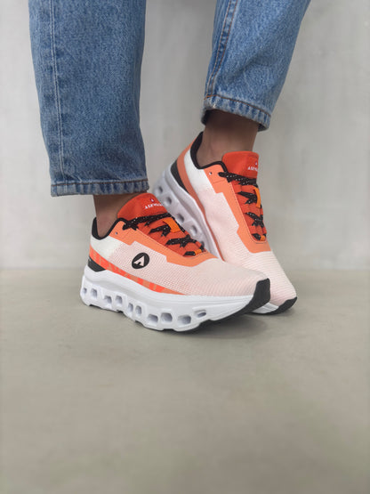 14300 – Tenis Deportivos Blanco con Naranja y Suela Tecnológica