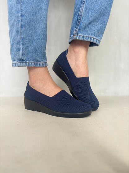 14082 – Zapatos Azul Marino Tejidos con Plataforma Ergonómica