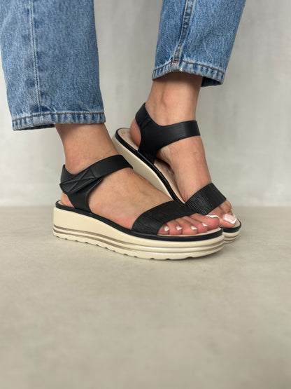 14035 - Sandalias de Plataforma Bicolor con Tira Ajustable