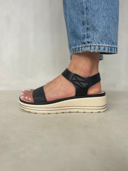 14035 - Sandalias de Plataforma Bicolor con Tira Ajustable