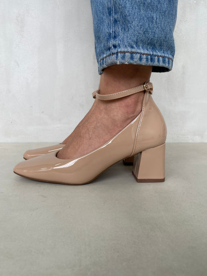 11629 - Zapatos de Tacón Cuadrado en Charol Rosado