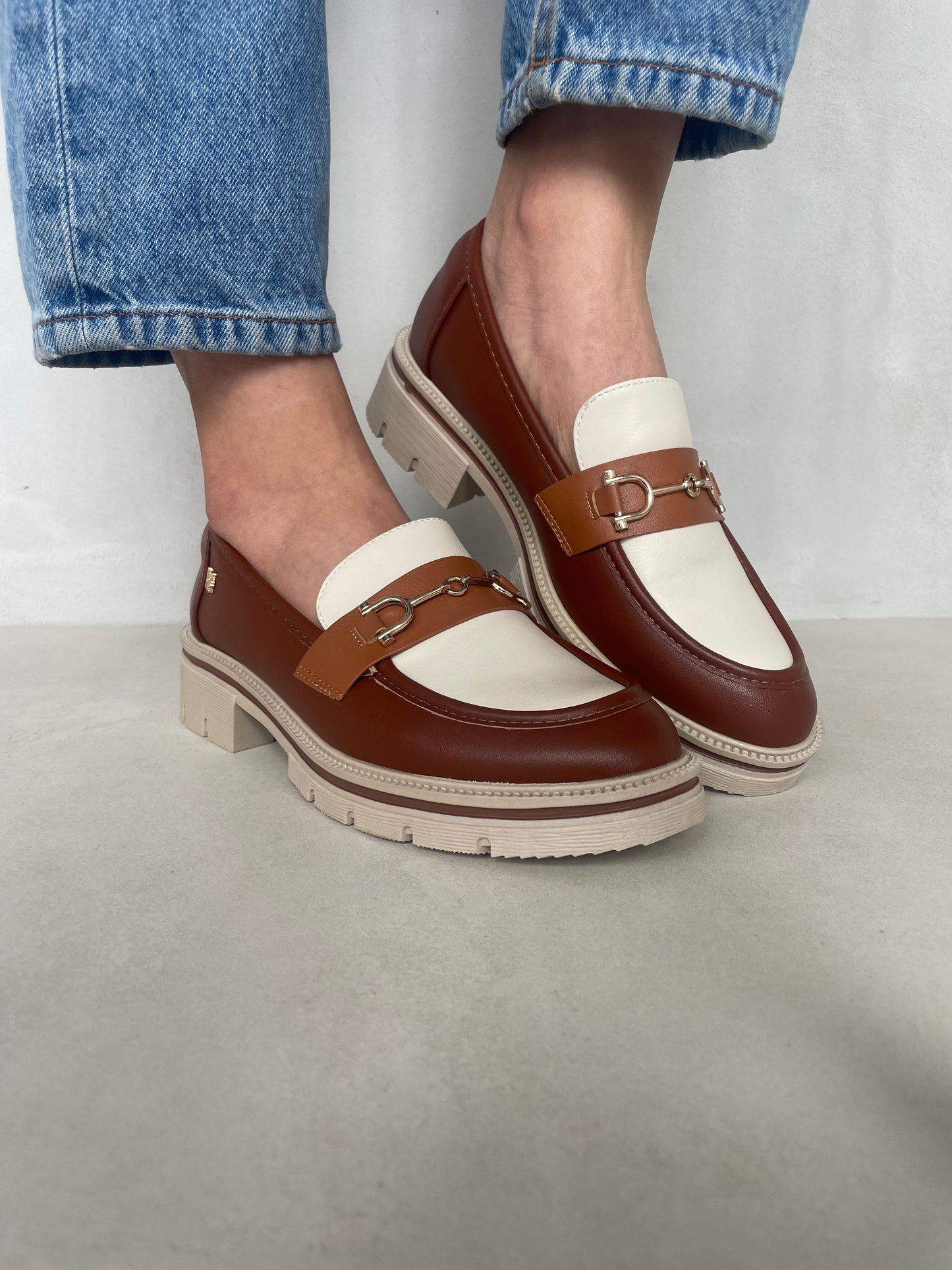 14070 - Mocasines de Mujer Bicolor Nude