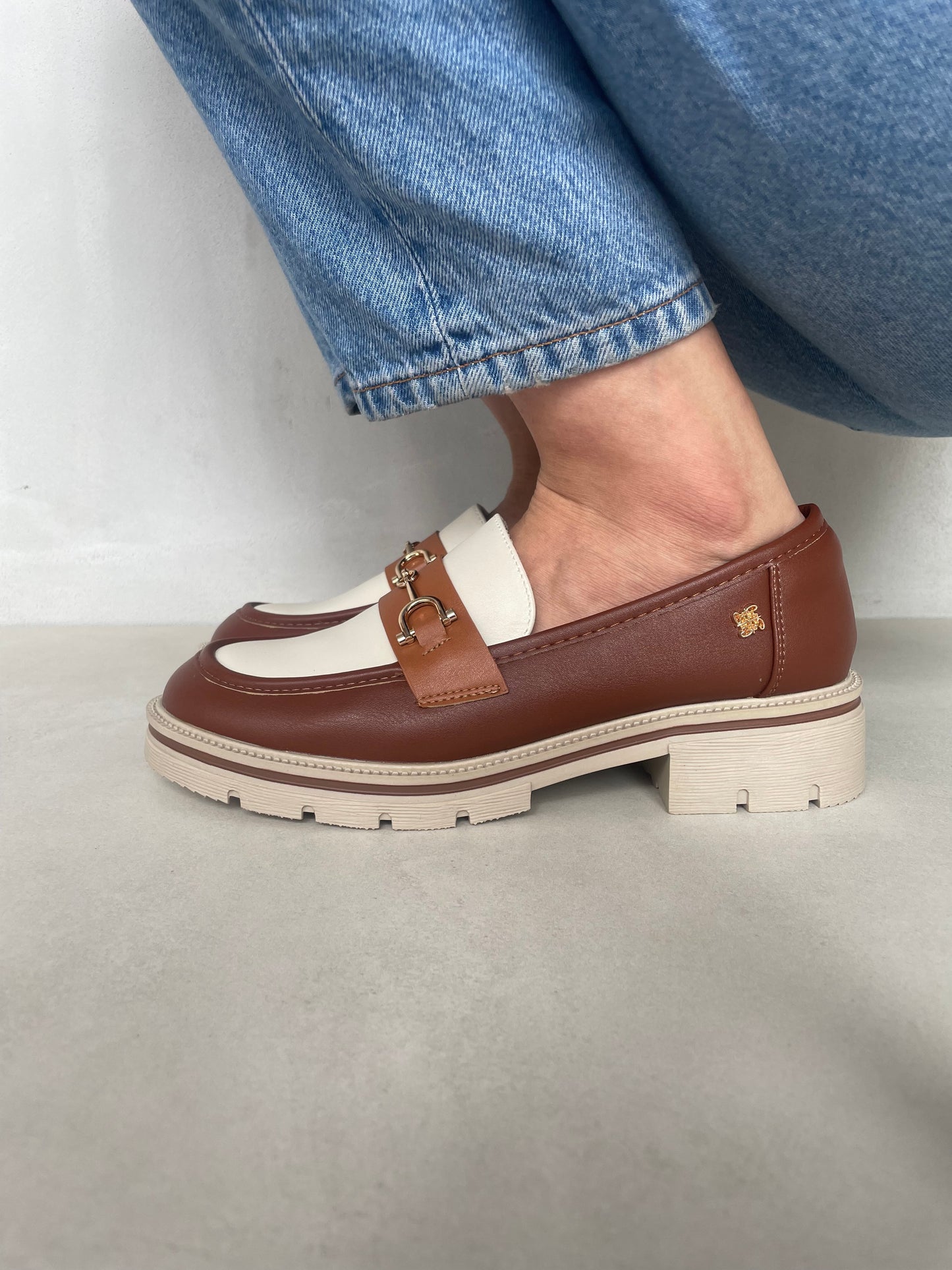 14070 - Mocasines de Mujer Bicolor Nude