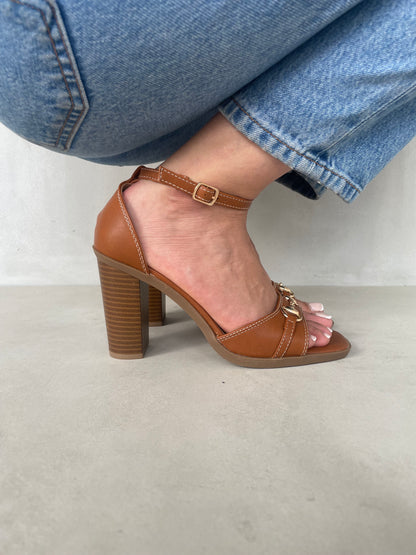 13134 - Sandalias de Tacón Alto para Mujer en Color Café