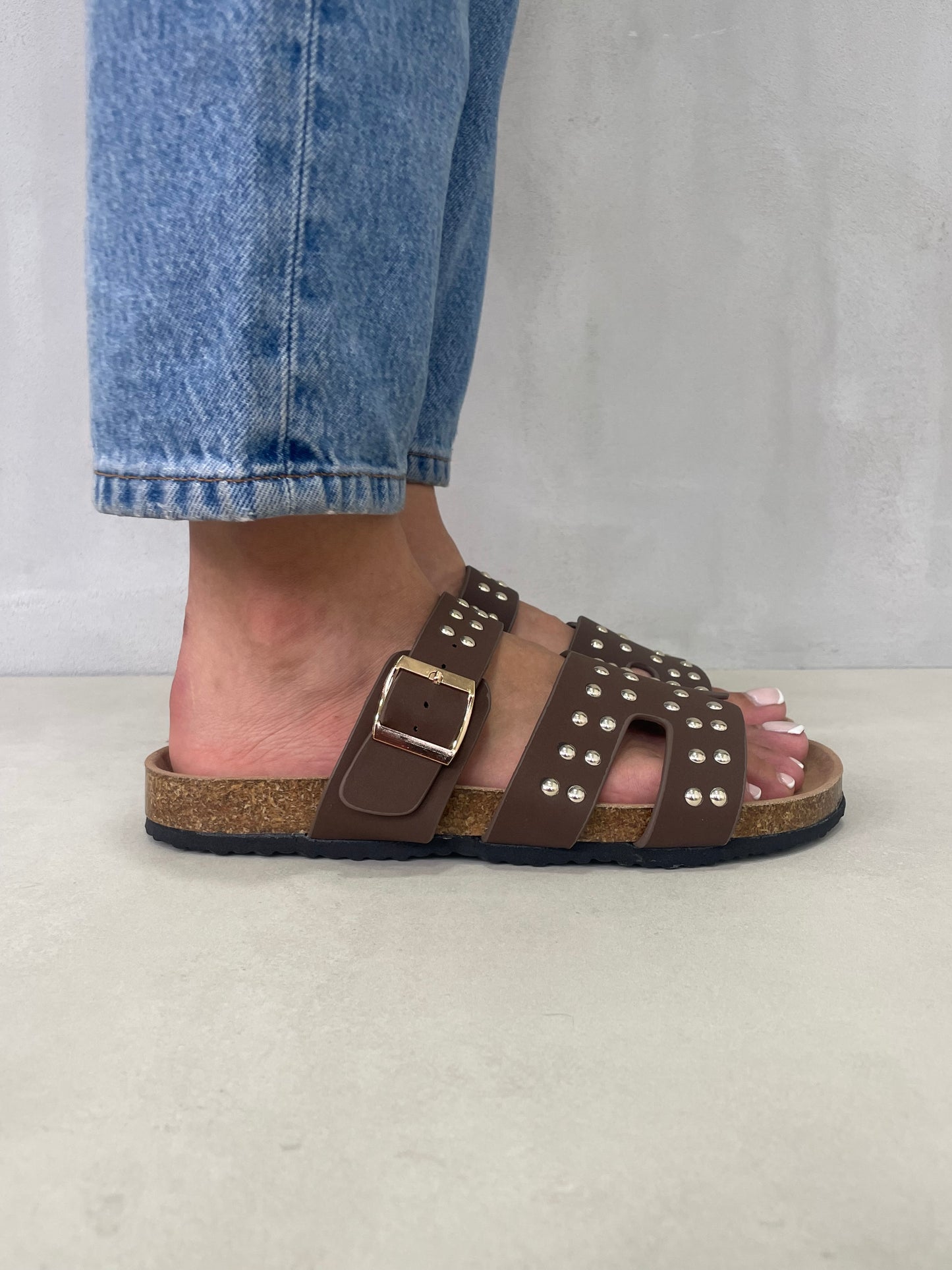 14114-Sandalias de Triple Hebilla para Mujer