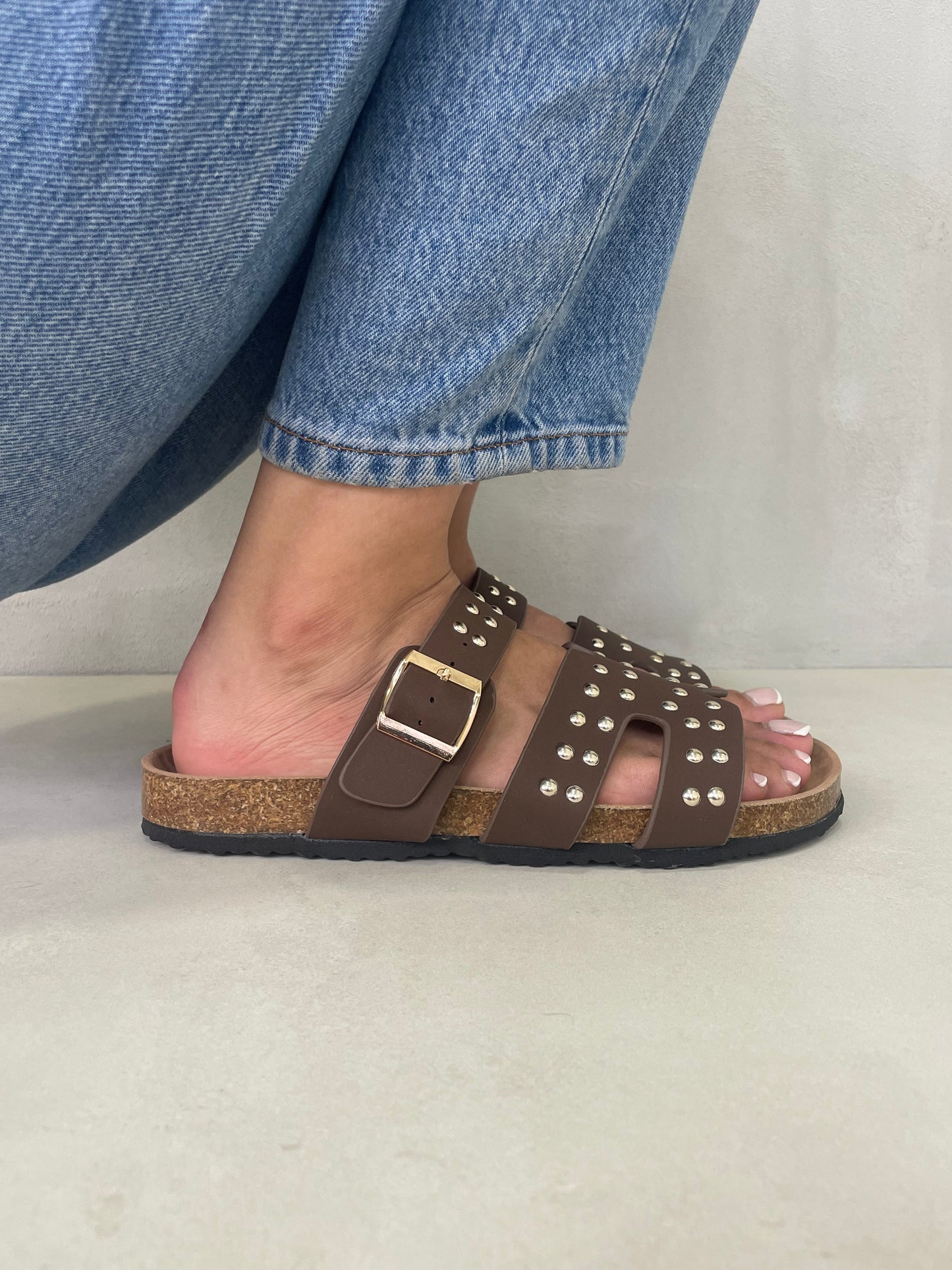 14114-Sandalias de Triple Hebilla para Mujer