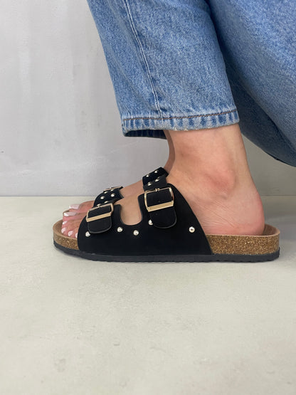 14107 - Sandalias de Mujer Negras con Hebillas