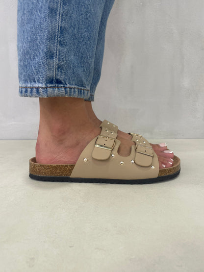 14108 - Sandalias de Mujer Beige con Hebillas
