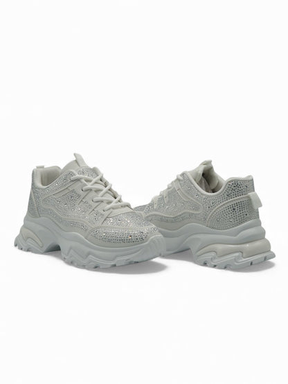 14440 – Zapatillas Blancas con Brillos y Suela Chunky