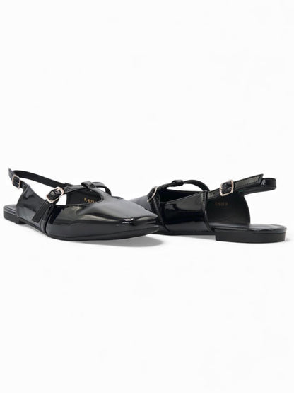 14454 – Bailarinas Negras en Charol con Hebilla Lateral