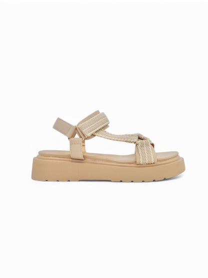 14277 – Sandalias Beige con Plataforma y Cierres Ajustables