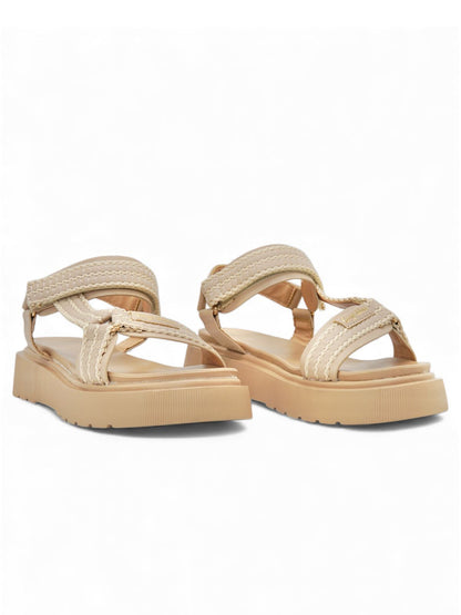 14277 – Sandalias Beige con Plataforma y Cierres Ajustables