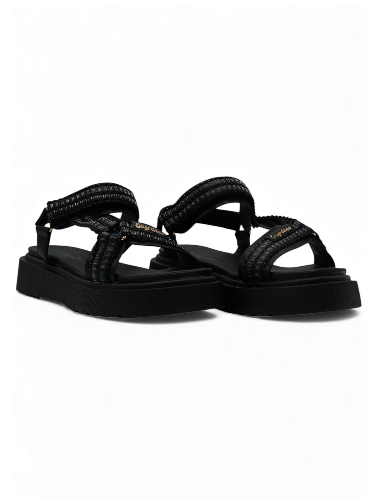 14275 – Sandalias Negras con Plataforma y Cierres Ajustables