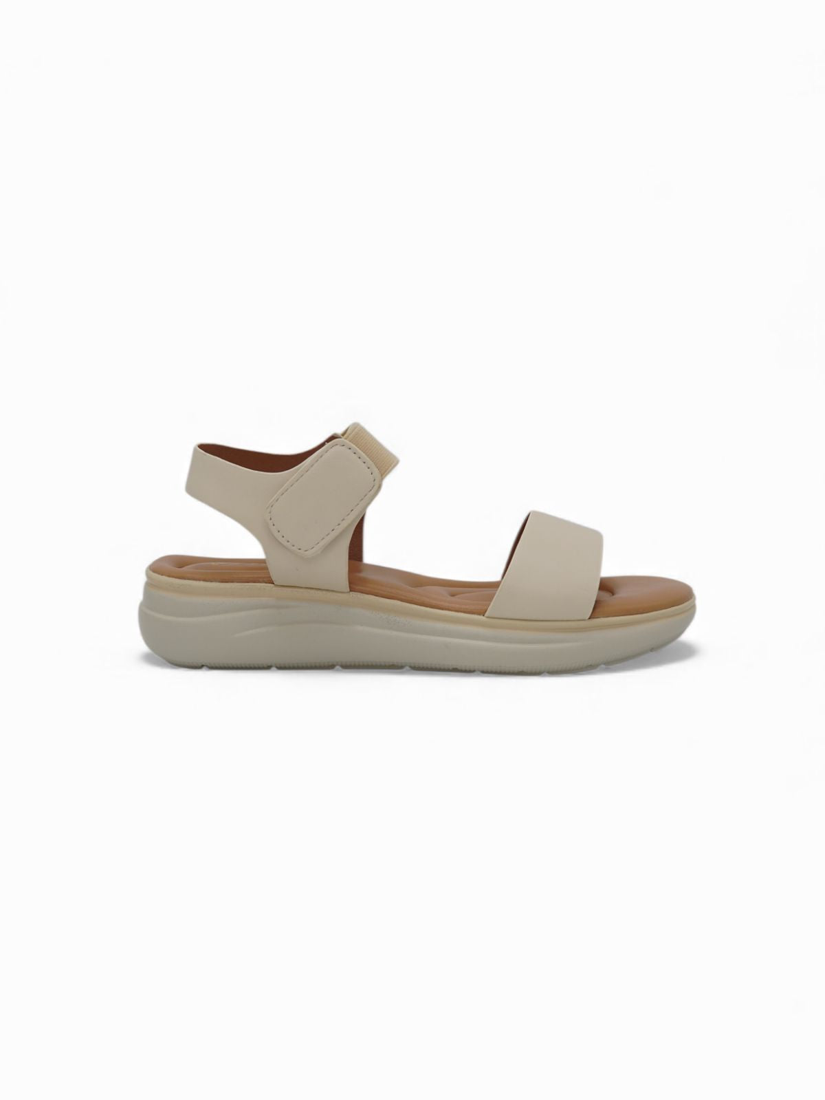 14361 – Sandalias Beige con Plataforma Ergonómica y Cierre de Velcro