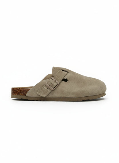 14371 – Sandalias tipo zueco color taupe Unisex | Boston Zoé Shoes