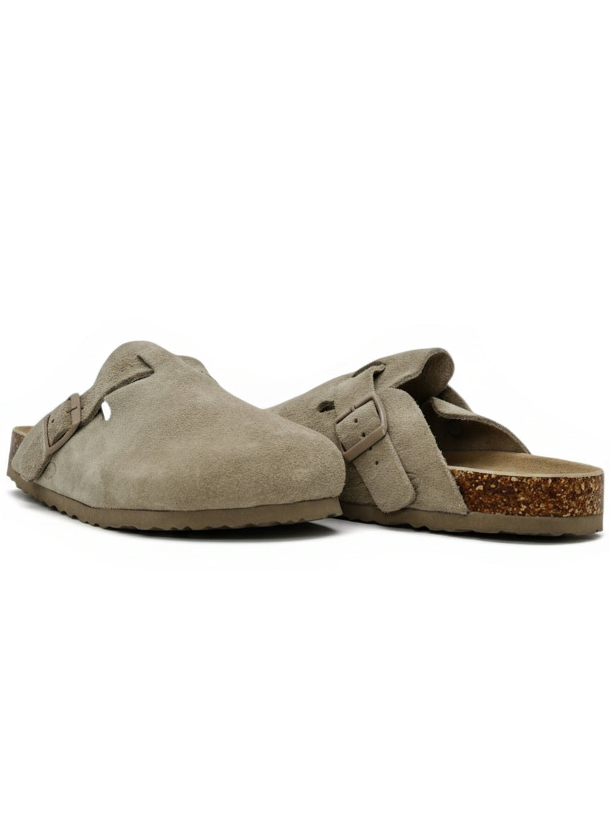 14371 – Sandalias tipo zueco color taupe Unisex | Boston Zoé Shoes