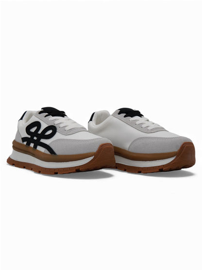 14436 – Tenis Blancos con Detalles Negros y Suela Bicolor