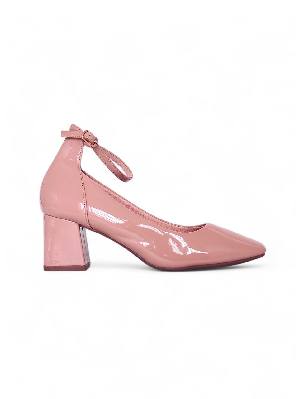 11629 - Zapatos de Tacón Cuadrado en Charol Rosado
