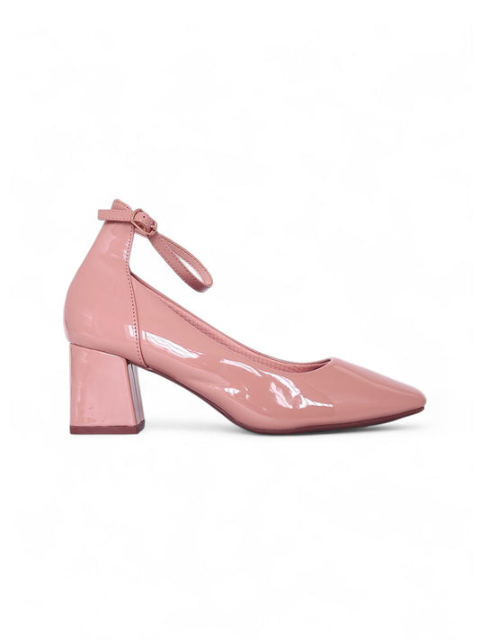 11629 - Zapatos de Tacón Cuadrado en Charol Rosado