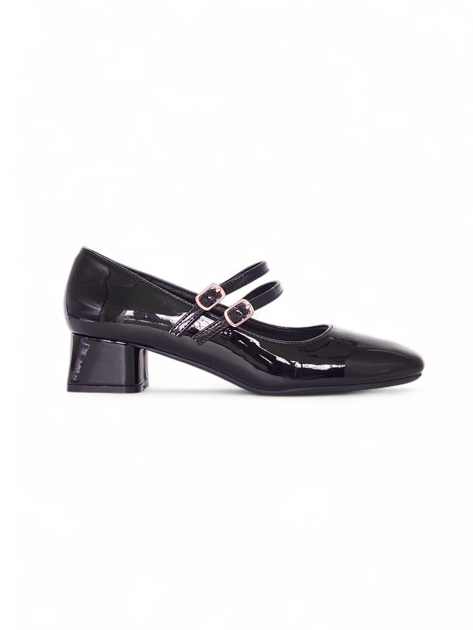 13463 - Zapatos de Tacón Bajo para Mujer en Charol Negro