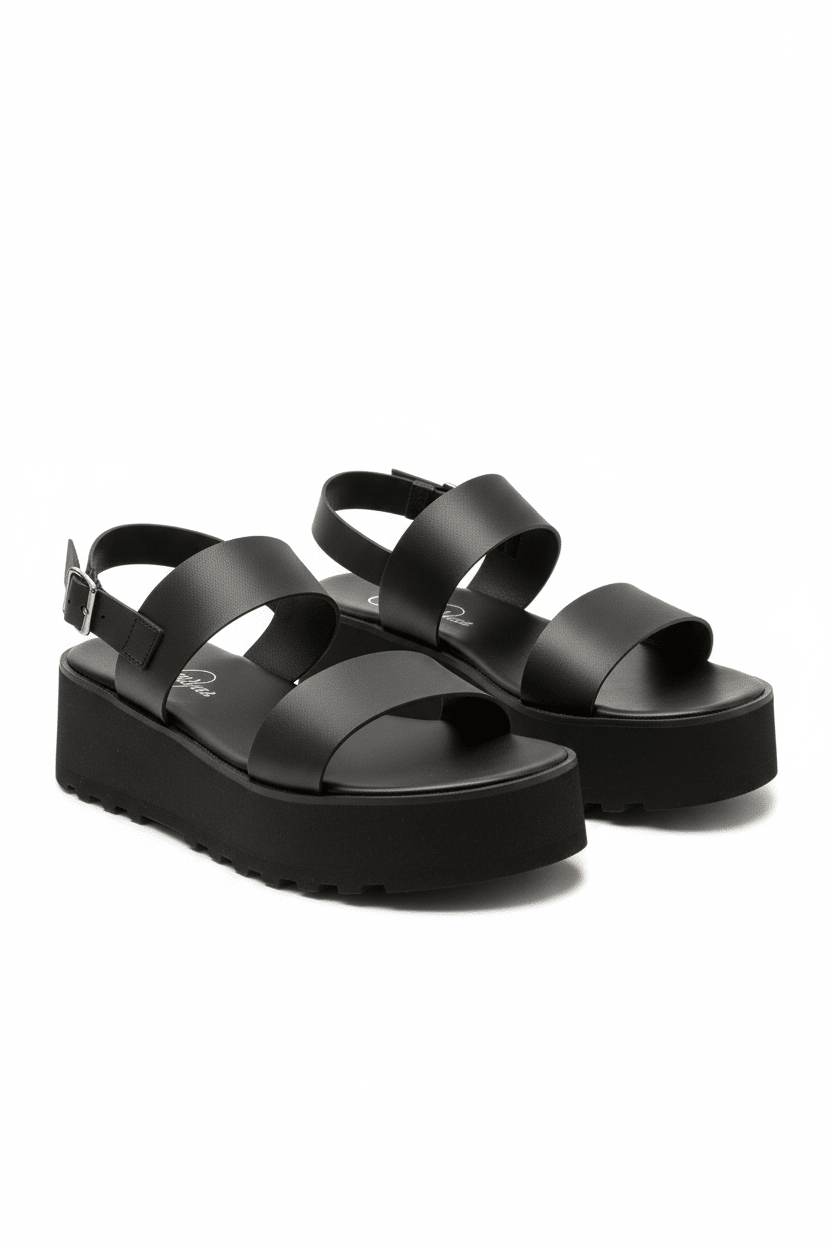 Sandalias Negras Plataforma 14269 Doble Correa con Hebilla Casual de mujer Zoé Brand Costa Rica