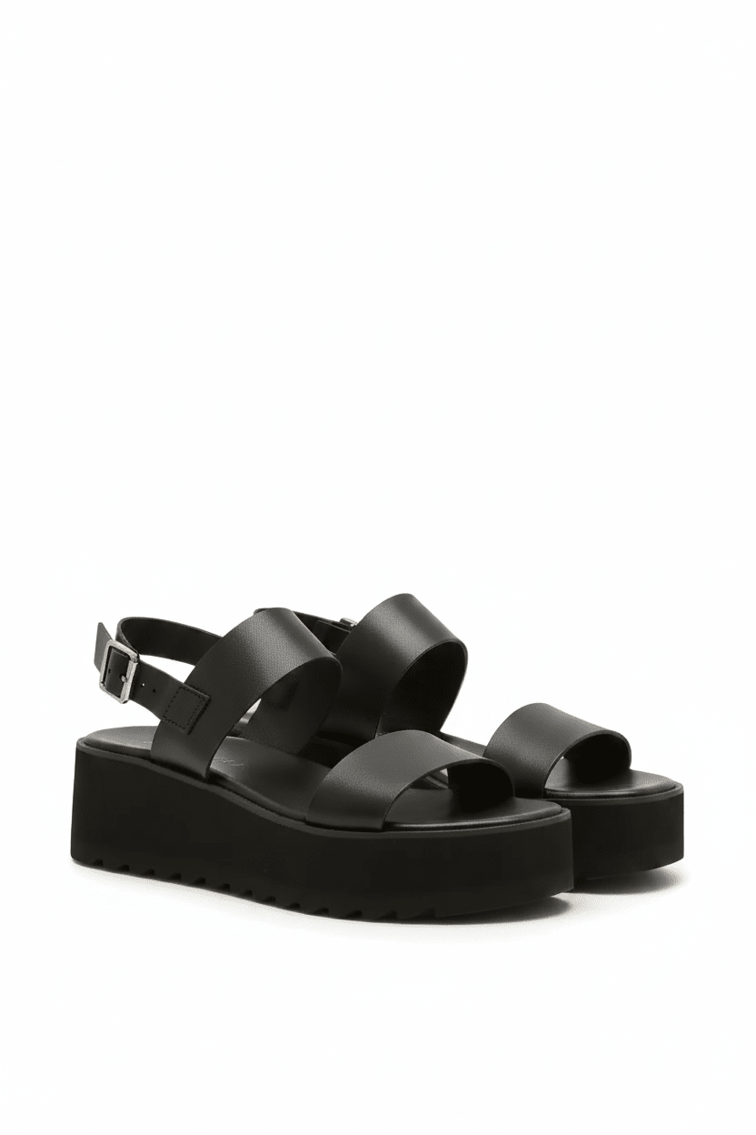 Sandalias Negras Plataforma 14270 Doble Correa con Hebilla Casual de mujer Zoé Brand Costa Rica