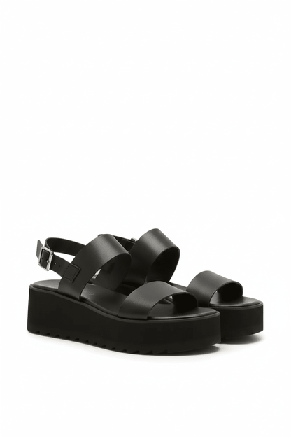 Sandalias Negras Plataforma 14270 Doble Correa con Hebilla Casual de mujer Zoé Brand Costa Rica