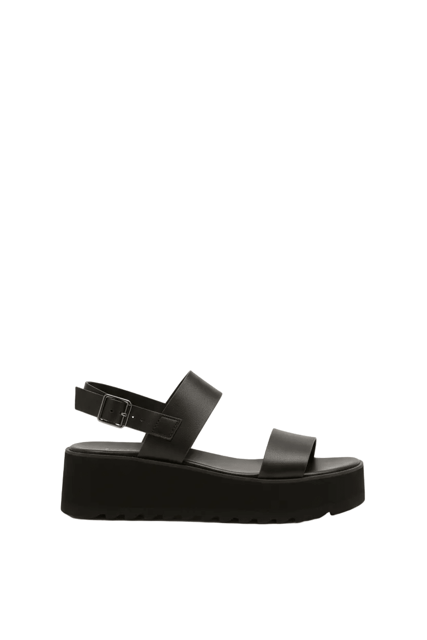 Sandalias Negras Plataforma 14270 Doble Correa con Hebilla Casual de mujer Zoé Brand Costa Rica