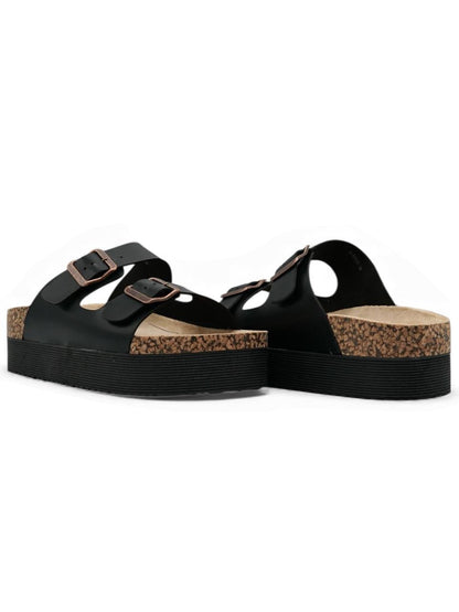 Sandalias Negras Yute Plataforma 14281 Doble Correa con Hebilla Casual de mujer Zoé Brand Costa Rica