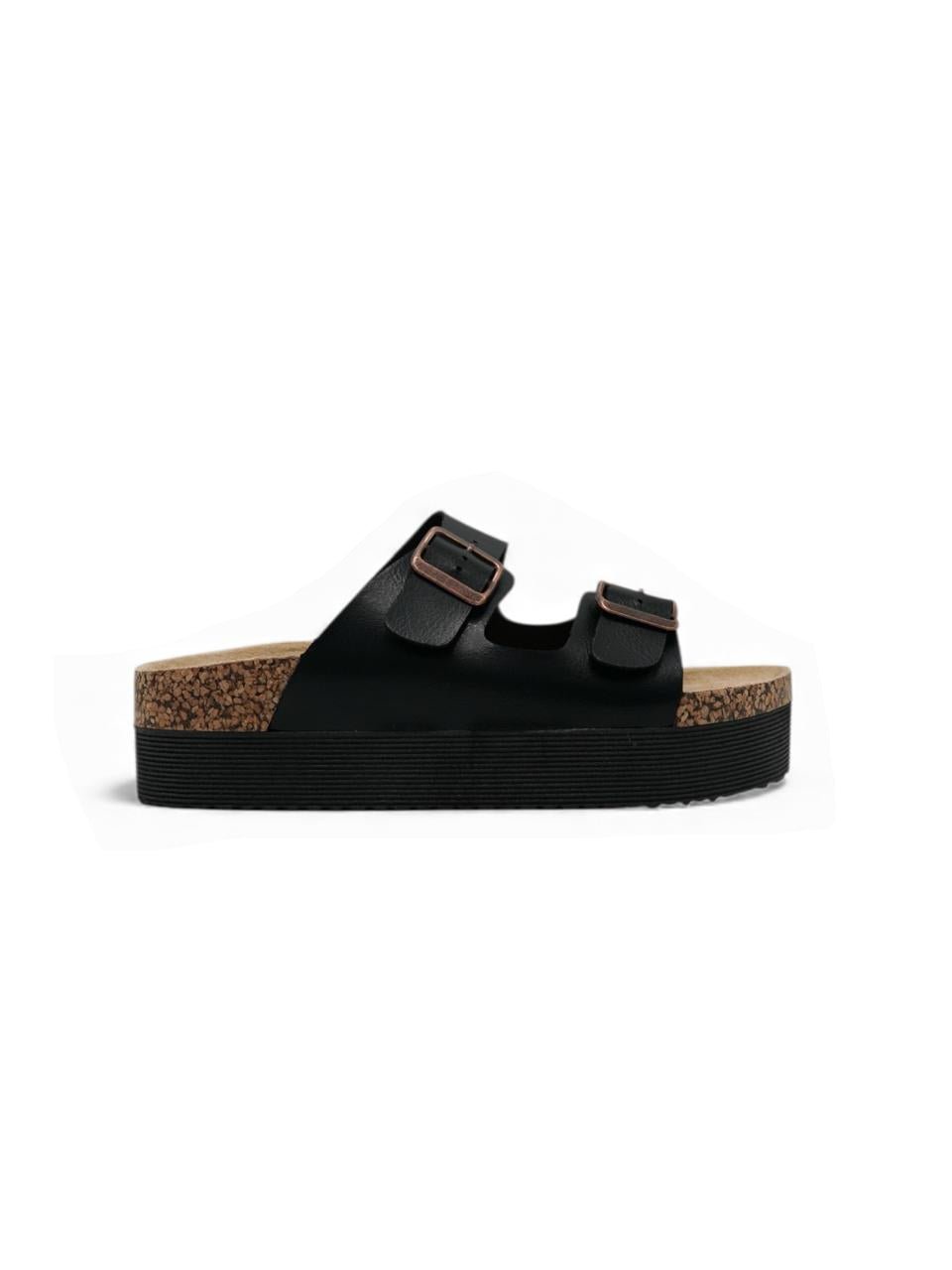 Sandalias Negras Yute Plataforma 14281 Doble Correa con Hebilla Casual de mujer Zoé Brand Costa Rica