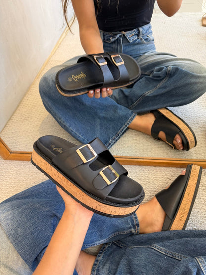 Sandalias Negro Plataforma 14353 Slip On Doble Correa de mujer Zoé Brand Costa Rica