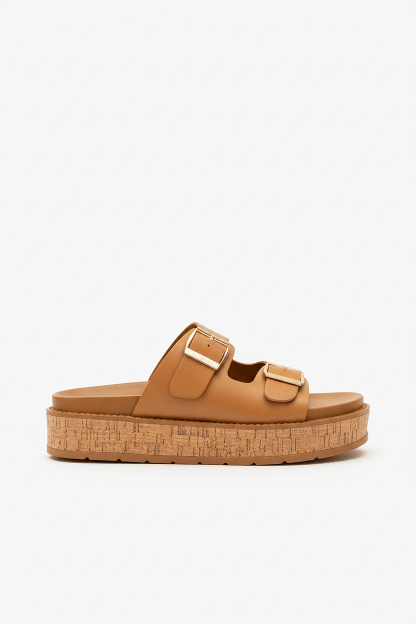 Sandalias Camel Plataforma 14354 Doble Correa Hebillas de mujer Zoé Brand Costa Rica