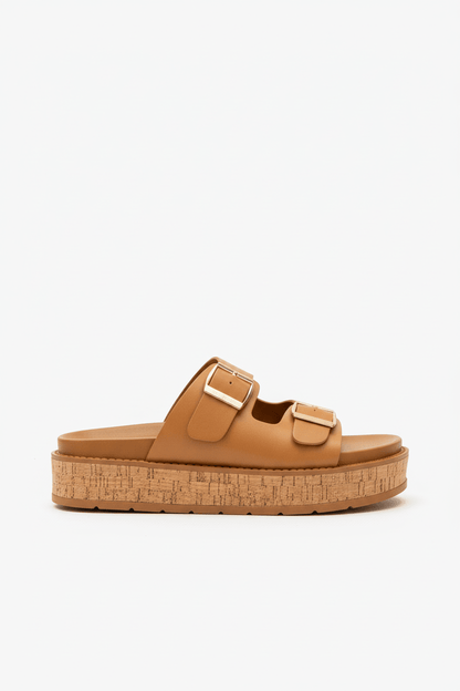 Sandalias Camel Plataforma 14354 Doble Correa Hebillas de mujer Zoé Brand Costa Rica