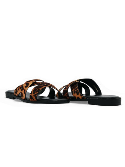 Sandalias Negro Gamuza Animal Print 14414 Slip On Casual Zoé Brand Costa Rica