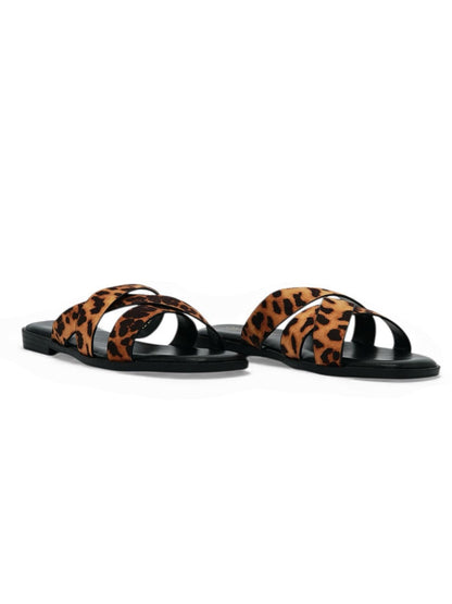 Sandalias Negro Gamuza Animal Print 14414 Slip On Casual Zoé Brand Costa Rica