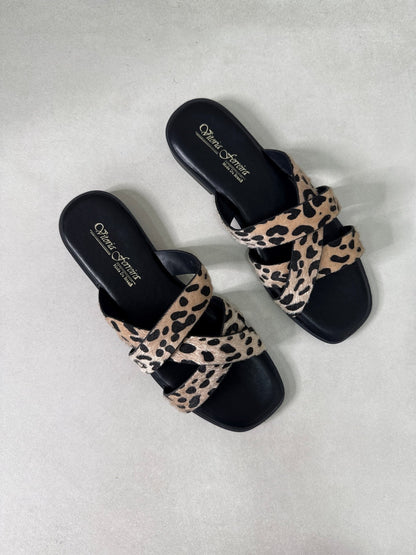 Sandalias Negro Gamuza Animal Print 14415 Slip On Casual | Zoé Brand Costa Rica