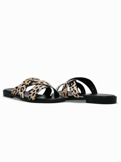 Sandalias Negro Gamuza Animal Print 14415 Slip On Casual | Zoé Brand Costa Rica