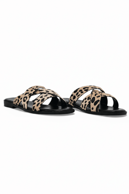 Sandalias Negro Gamuza Animal Print 14415 Slip On Casual | Zoé Brand Costa Rica