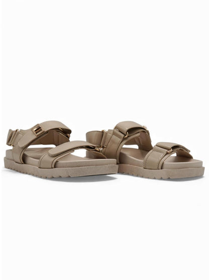 Sandalias Beige 14416 Triple Correa con Hebillas Velcro Casual Zoé Brand Costa Rica