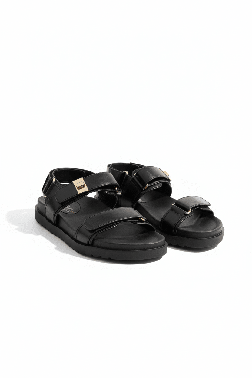 Sandalias Negro 14417 Triple Correa con Hebillas Velcro Casual Zoé Brand Costa Rica