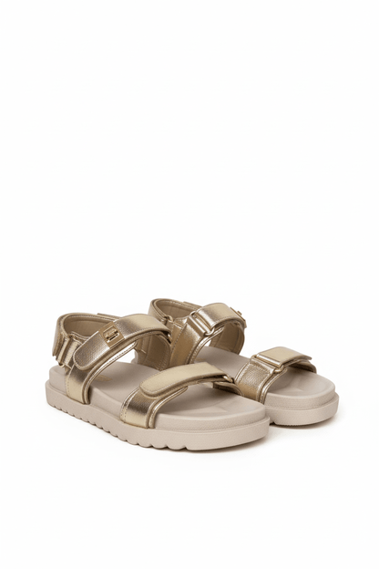 Sandalias Dorado 14418 Triple Correa con Hebillas Velcro Casual Zoé Brand Costa Rica