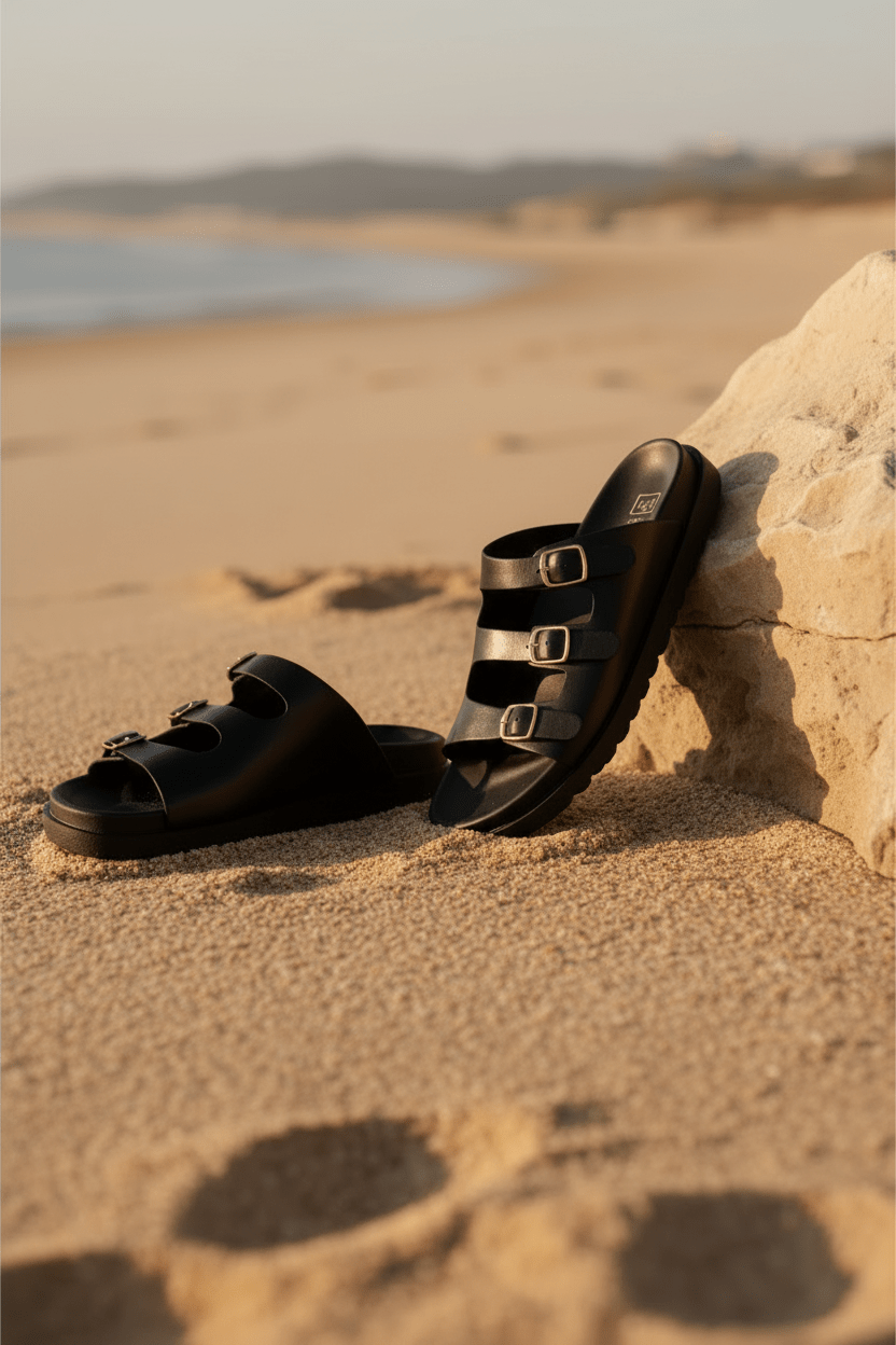 Sandalias Negro 14420 Triple Correa con Hebillas Slip On Casual Zoé Brand Costa Rica